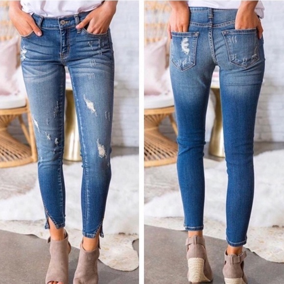 KanCan Denim - KanCan || Vented Hem Skinny Dark Medium Jeans